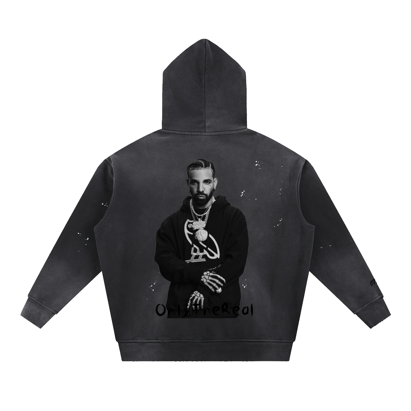 Vintage Washed Frayed Fleece Hoodie
