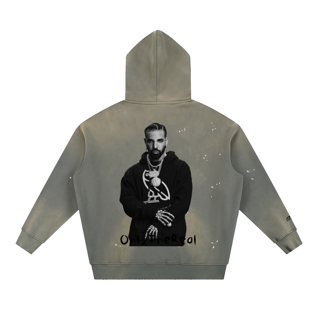 Vintage Washed Frayed Fleece Hoodie