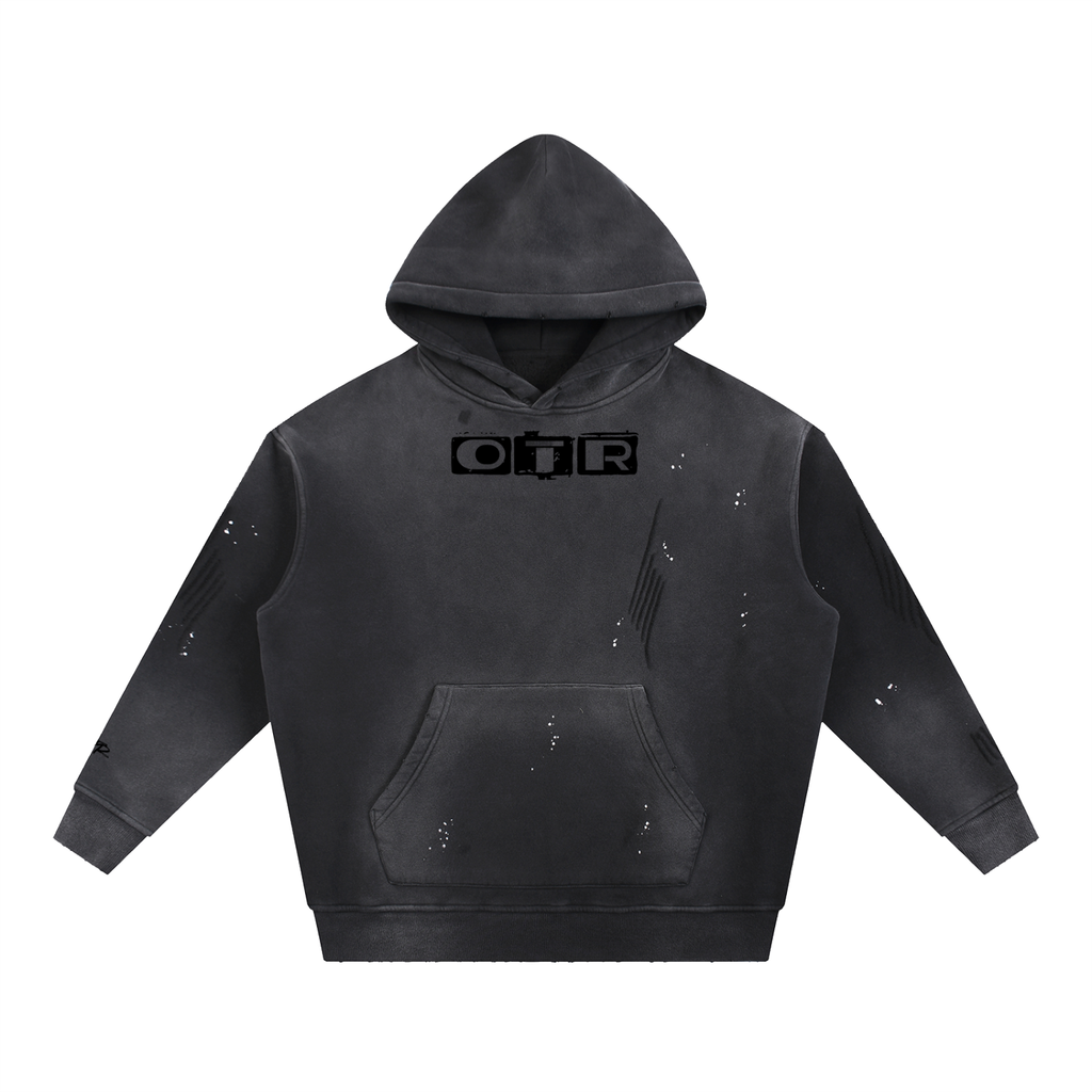 Vintage Washed Frayed Fleece Hoodie