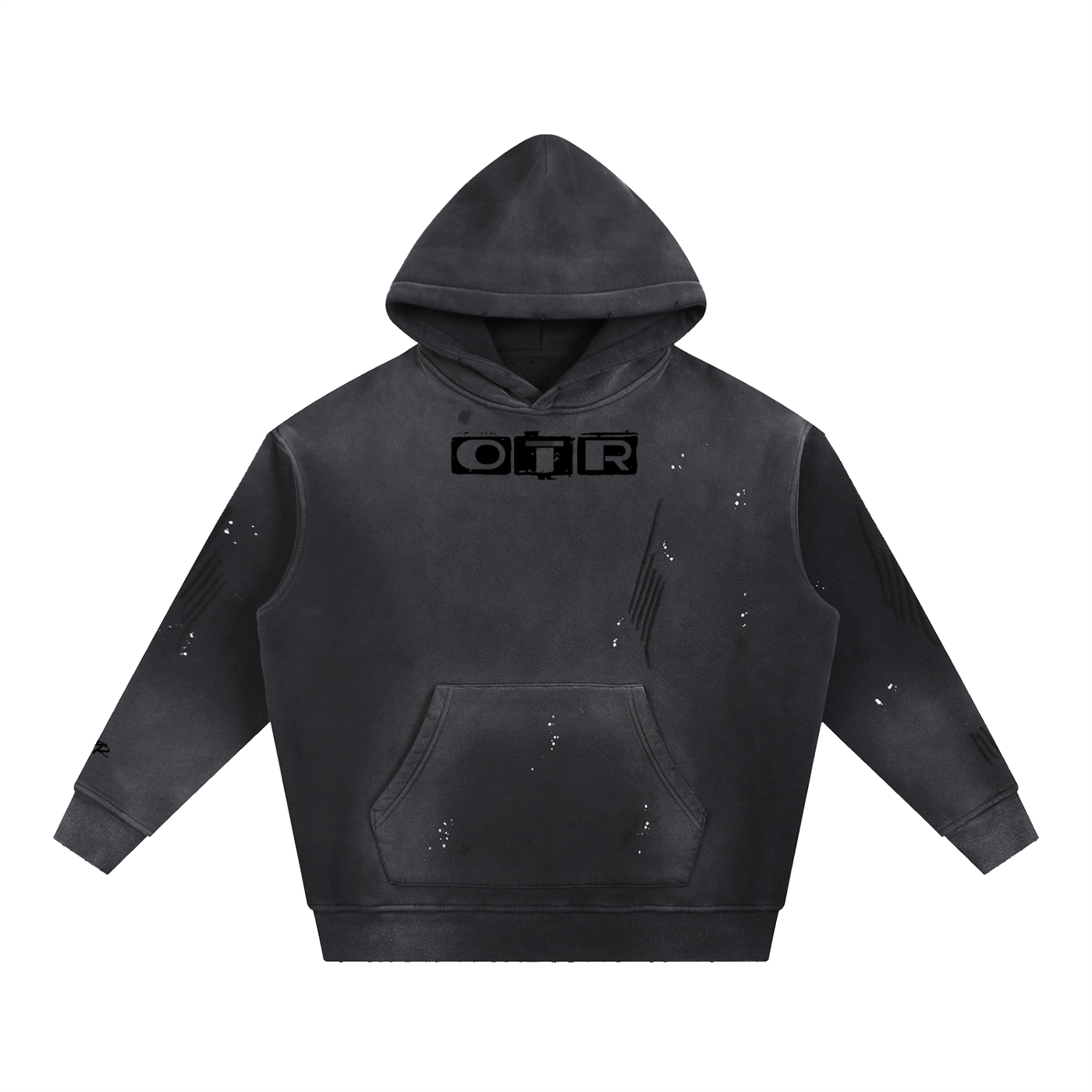 Vintage Washed Frayed Fleece Hoodie